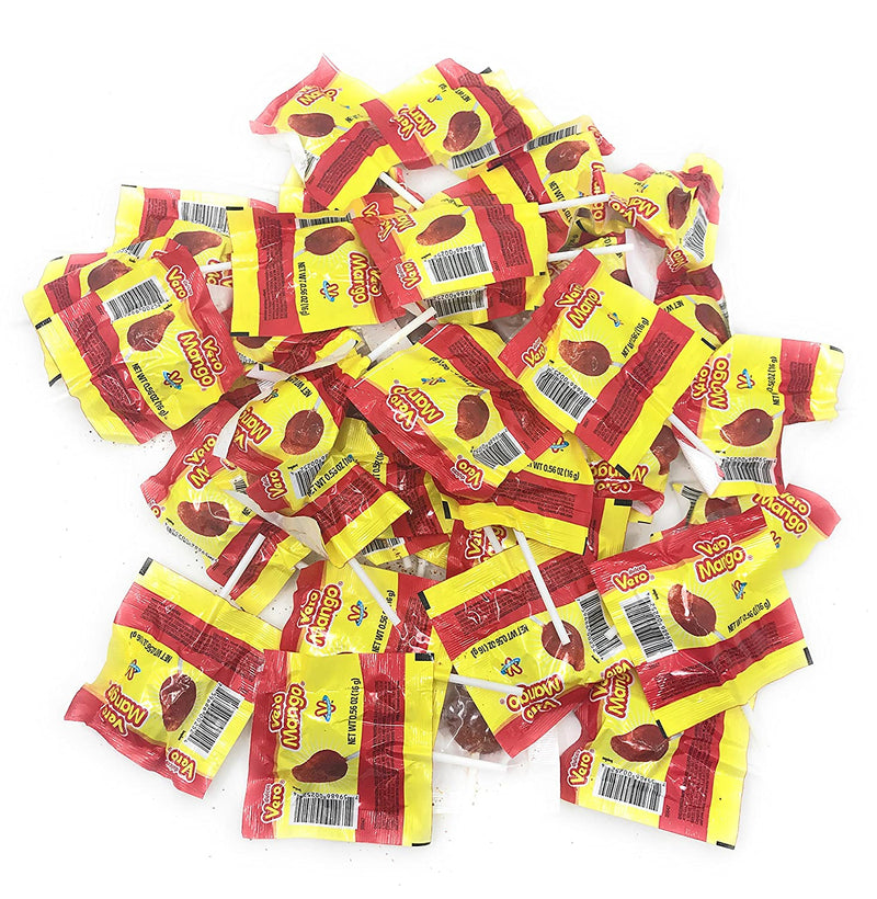 Dulces Vero Vero Mango Paletas Sabor Fresa Con Chile Mexican Hard Candy Chili Pops 40 Pc